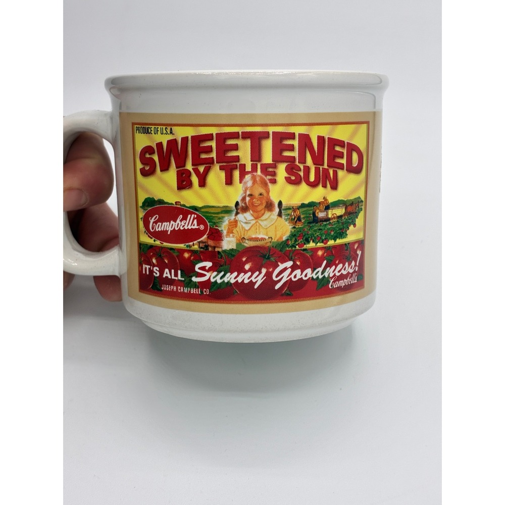 Campbells Vintage Advertising Soup Mug Americana Retro Graphic OS White